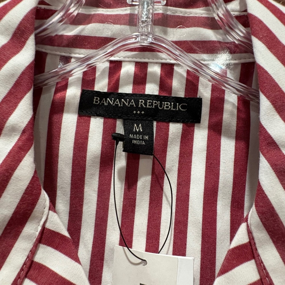 NWT Banana Republic Striped Red Sleeveless Shirt Dress Medium - Picture 4 of 8